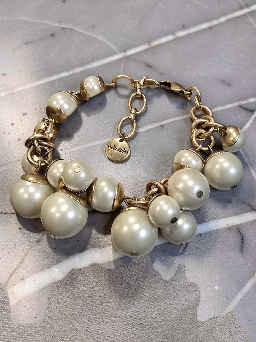 Stella & Dot "Daphne" Pearl Chunky Cluster Bracelet - Retired